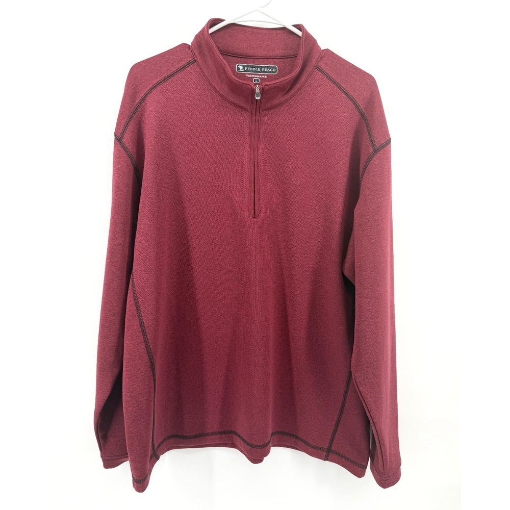 Pebble Beach Dark Red 1/4 Zip Performance Sweatshirt Men L Golf Country Club